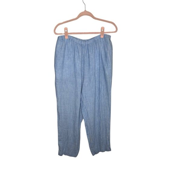 Marsh Landing Womens 100% Linen Pants Blue Size Petite Large Pull On Pockets - Picture 8 of 8